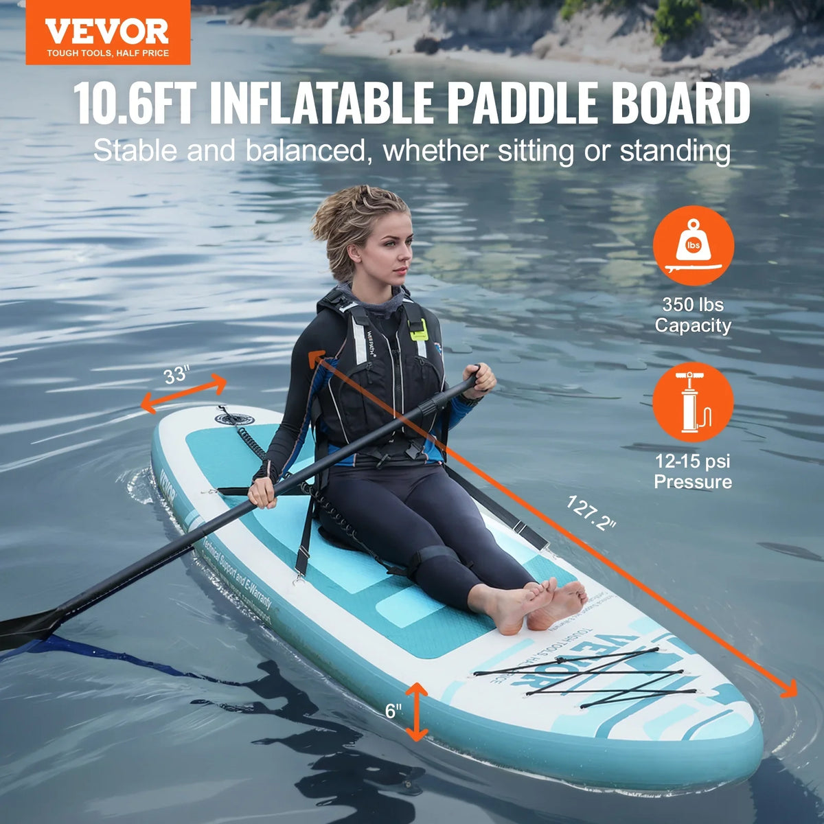 SizeKYSizeHALO 10.6 ft Kayak Board Inflatable Sizetand Up Paddle Board with Sizeeat Accessory