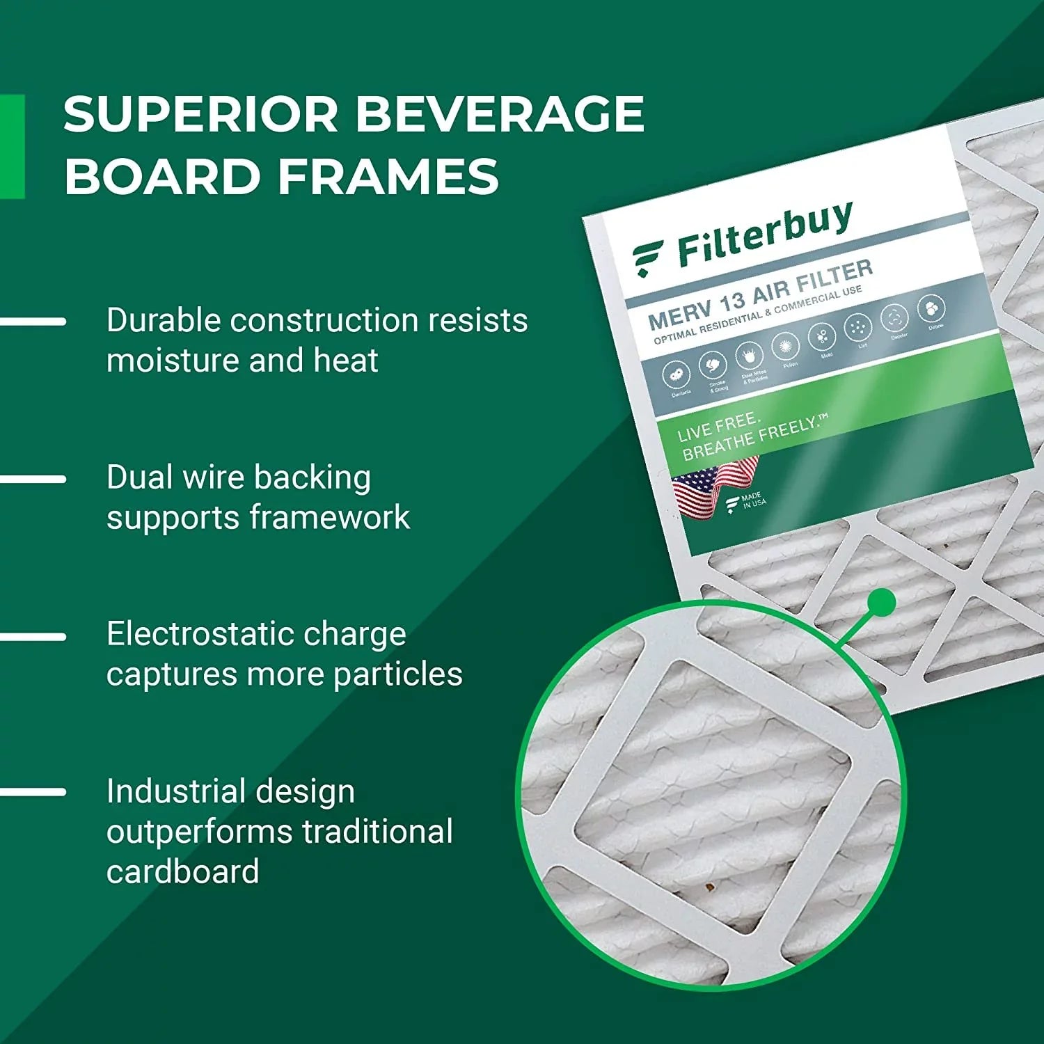 Filterbuy 10x25x4 MERV 13 Pleated HVAC AC Furnace Air Filters (6-Pack)
