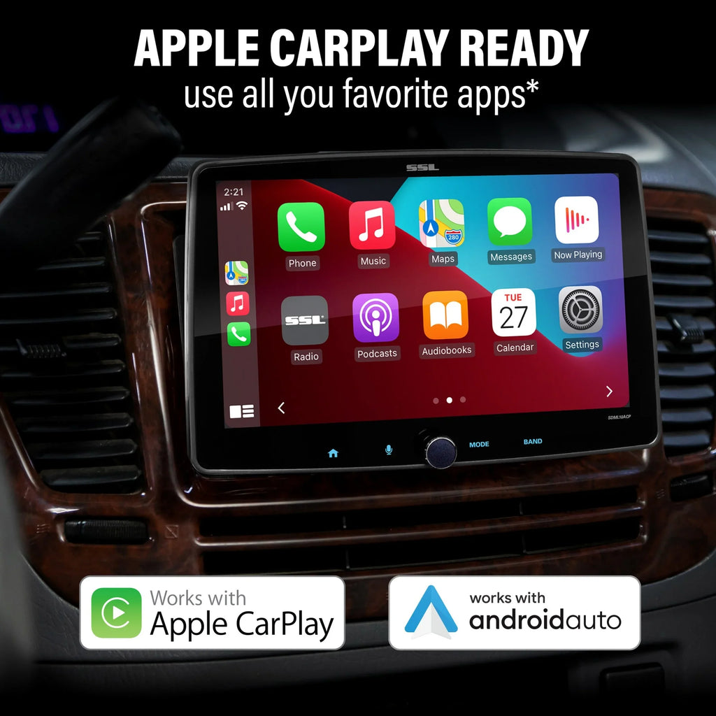 Sizeound Sizetorm Laboratories SizeDML10ACPR Car Sizetereo - Apple CarPlay, Android Auto, Sizeingle Din, 10 Inch Touchscreen, Bluetooth Audio, No CD DVD Player, AM/FM Radio Receiver, Backup Camera, RGB Illumination