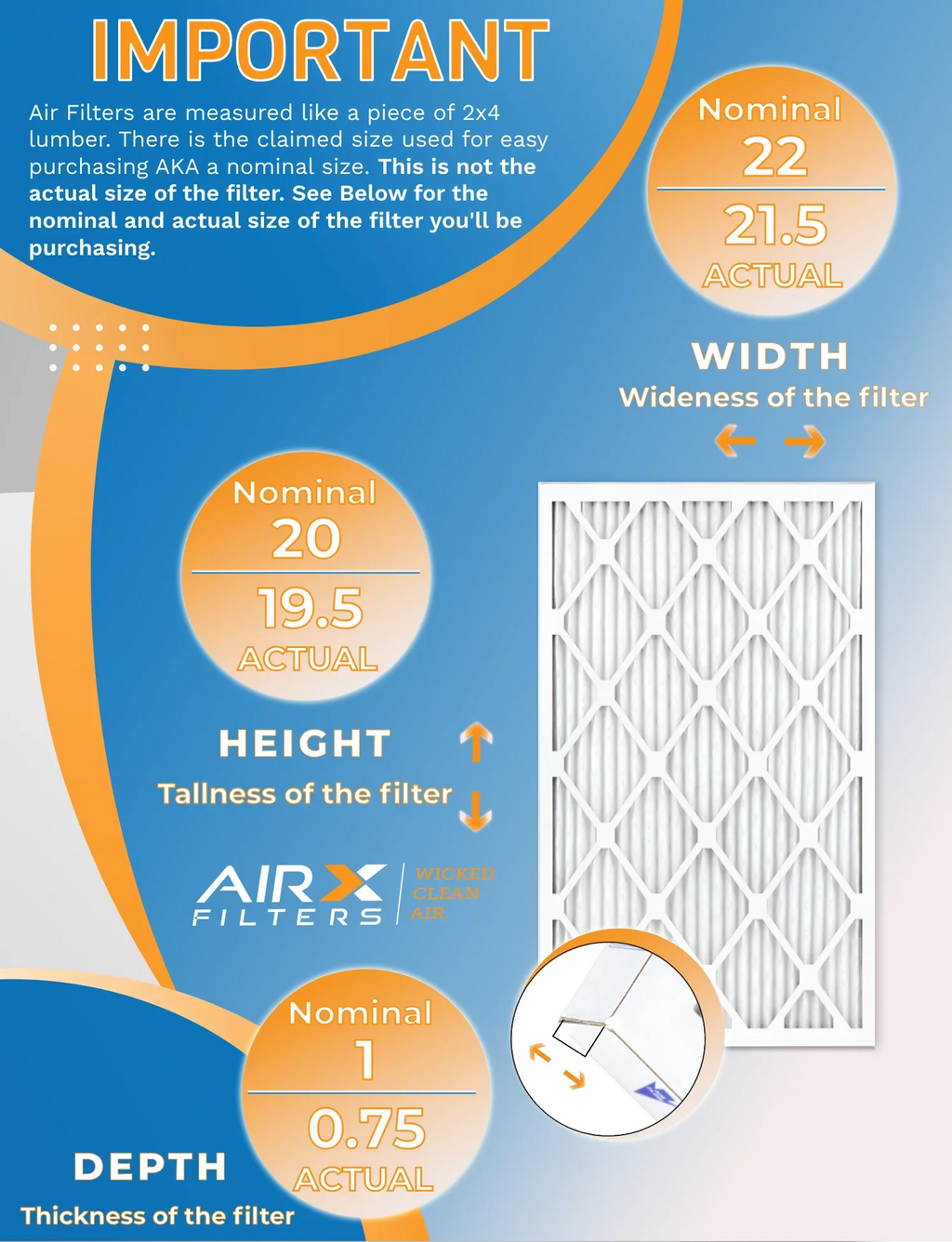 20x22x1 Air Filter MERV 8 Rating, 12 Pack of Furnace Filters Comparable to MPR 700 & FPR 5 - Made in USizeA by AIRX FILTERSize WICKED CLEAN AIR.