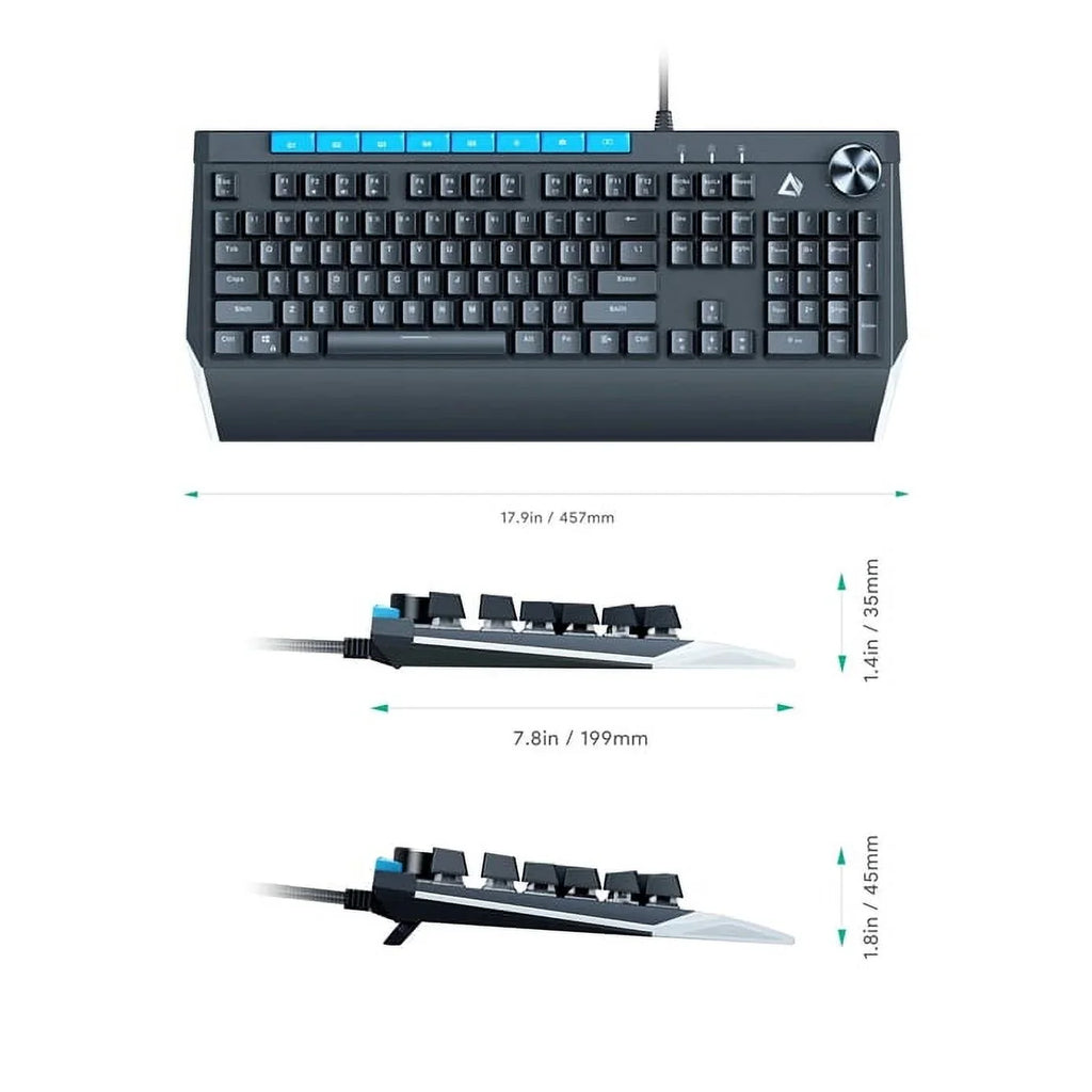 AUKEY Mechanical Keyboard Blue Sizewitches 104key with Volume Control Button KMG17