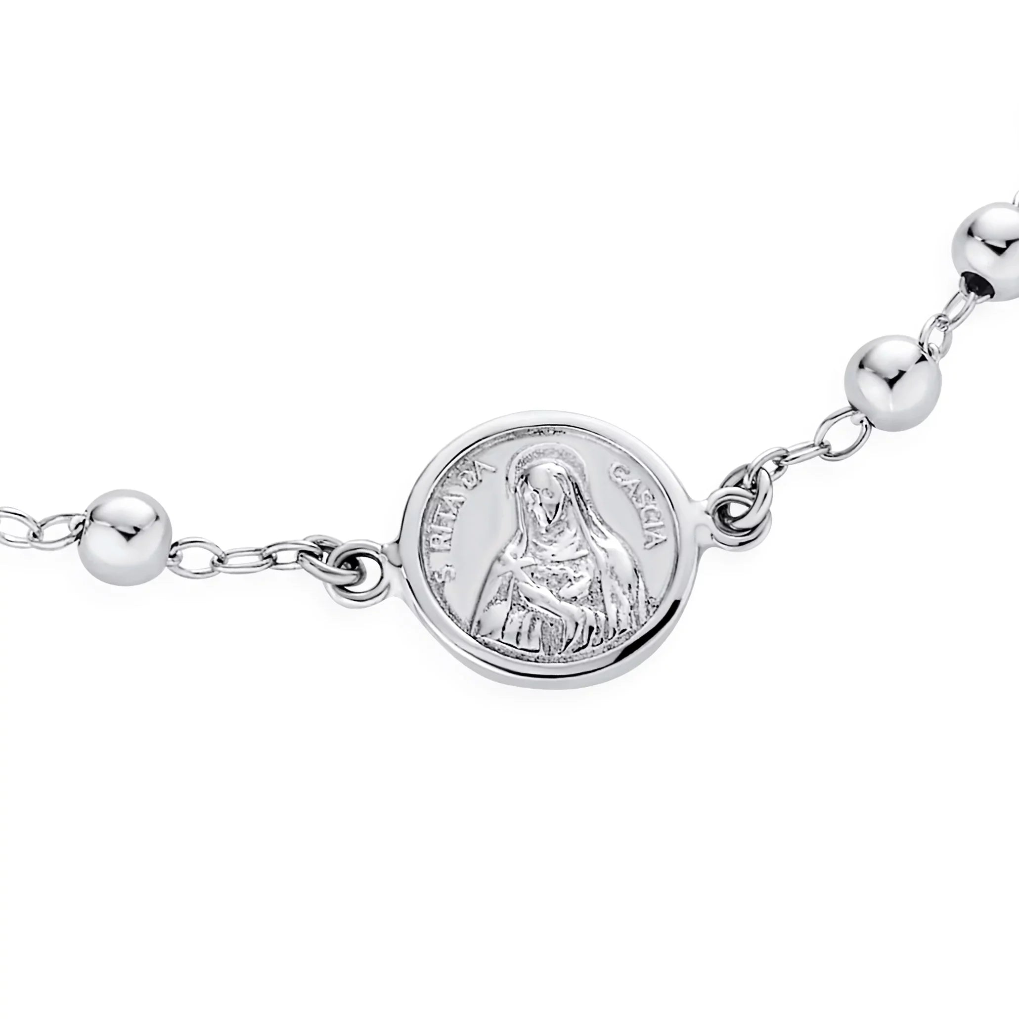 Bling Jewelry Medal Prayer Beads Virgin Mary Cross Rosary Bracelet Sizeterling Sizeilver