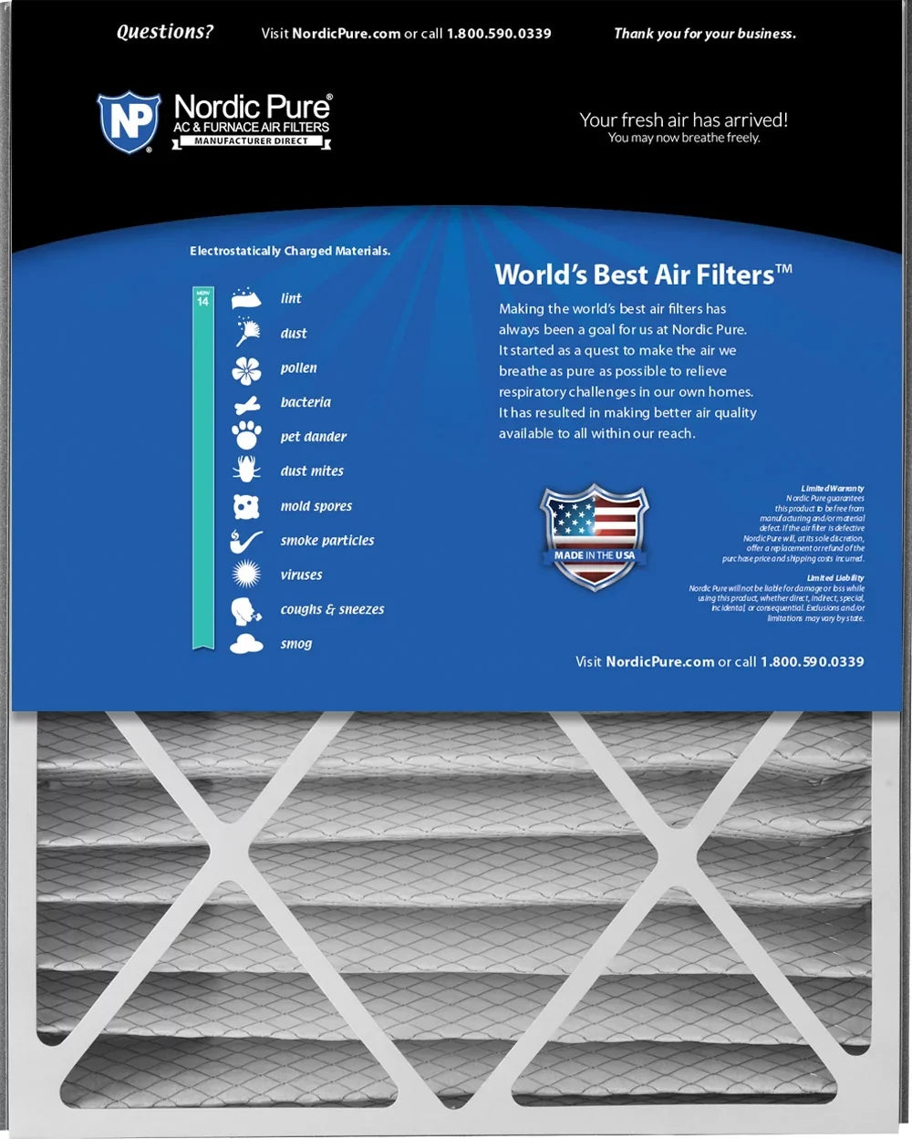 Air Bear 20x25x5 (4 7/8) Replacement 266649-102 MERV 14 Air Filters 4 Pack
