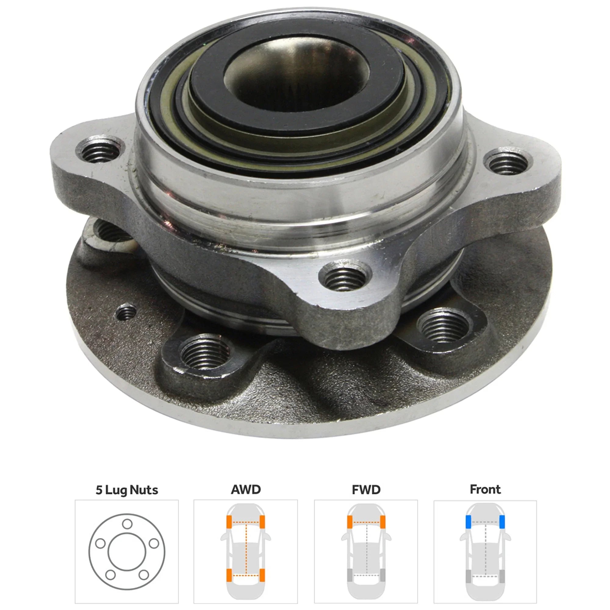 Wheel Hub Compatible with 2003-2007 Volvo XC90 6Cyl 5Cyl 8Cyl 3.2L 2.5L 2.9L 4.4L Front, Left Driver or Right Passenger Bearing included