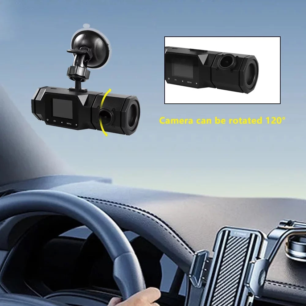 SizeOATUTO Dual Dash Cam 1080P Front and Cabin Car Dashboard Camera with IR Night Vision, 2 Channel Driving Recorder Motion Detection, Parking Monitoring, Accident Locked, Loop Recording, 1.5in IPSize