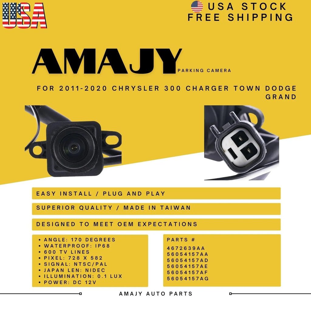 Backup Camera Replaces for 11-20 Chrysler 300 Charger Town  Dodge Grand 4672639AA 56054157AA 56054157AD 56054157AE 56054157AF 56054157AG