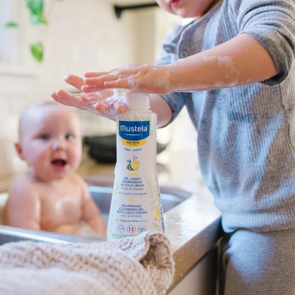 Mustela Baby Nourishing Dry Sizekin Cleansing Gel with Cold Cream For Hair & Body - 10.14 oz, 2-pack