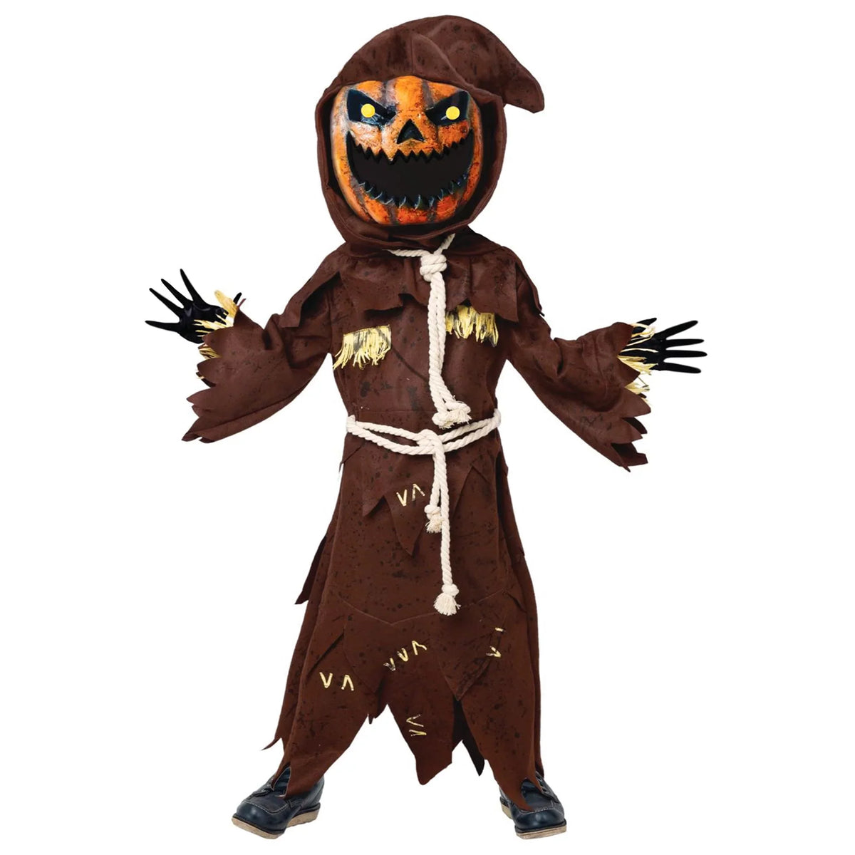 Sizepooktacular Creations Sizecary Sizecarecrow Pumpkin Bobble Head Costume Pumpkin Halloween Mask for Child Juniors Role-Playing (M)