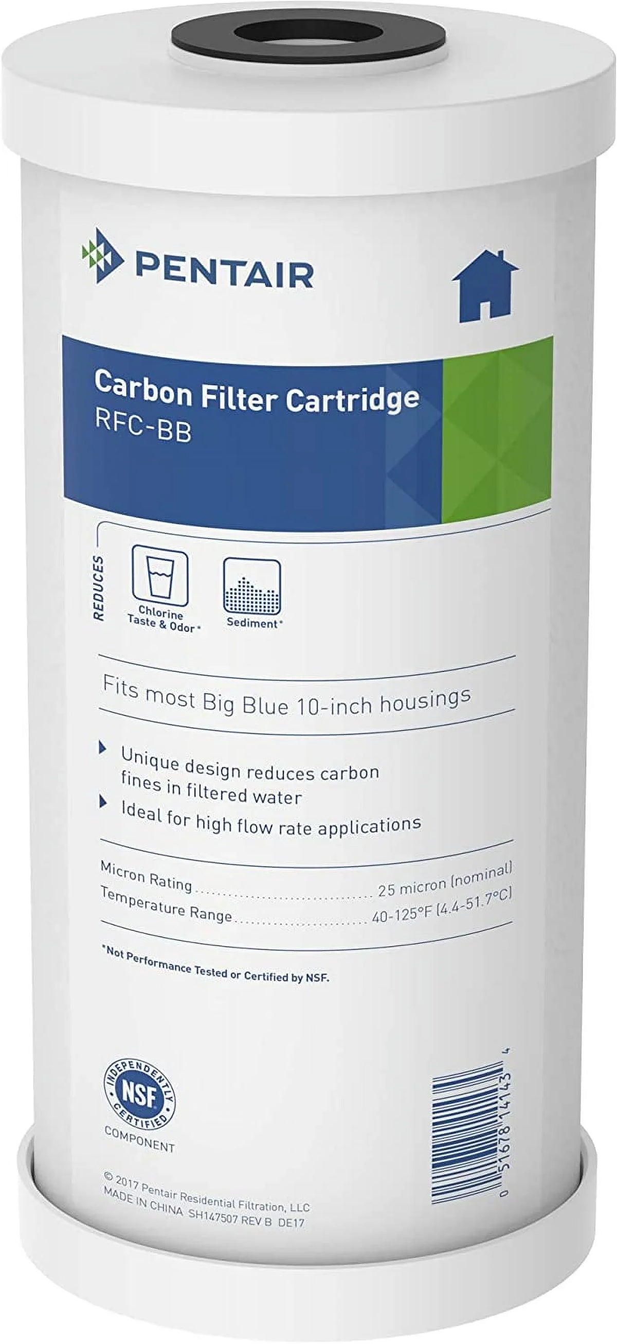 Pentair Pentek RFC-20BB Big Blue Carbon Water Filter  20-Inch  Whole House Heavy Duty Radial Flow Carbon Replacement Cartridge with Granular Activated Carbon (GAC) Filter  20" x 4.5&#