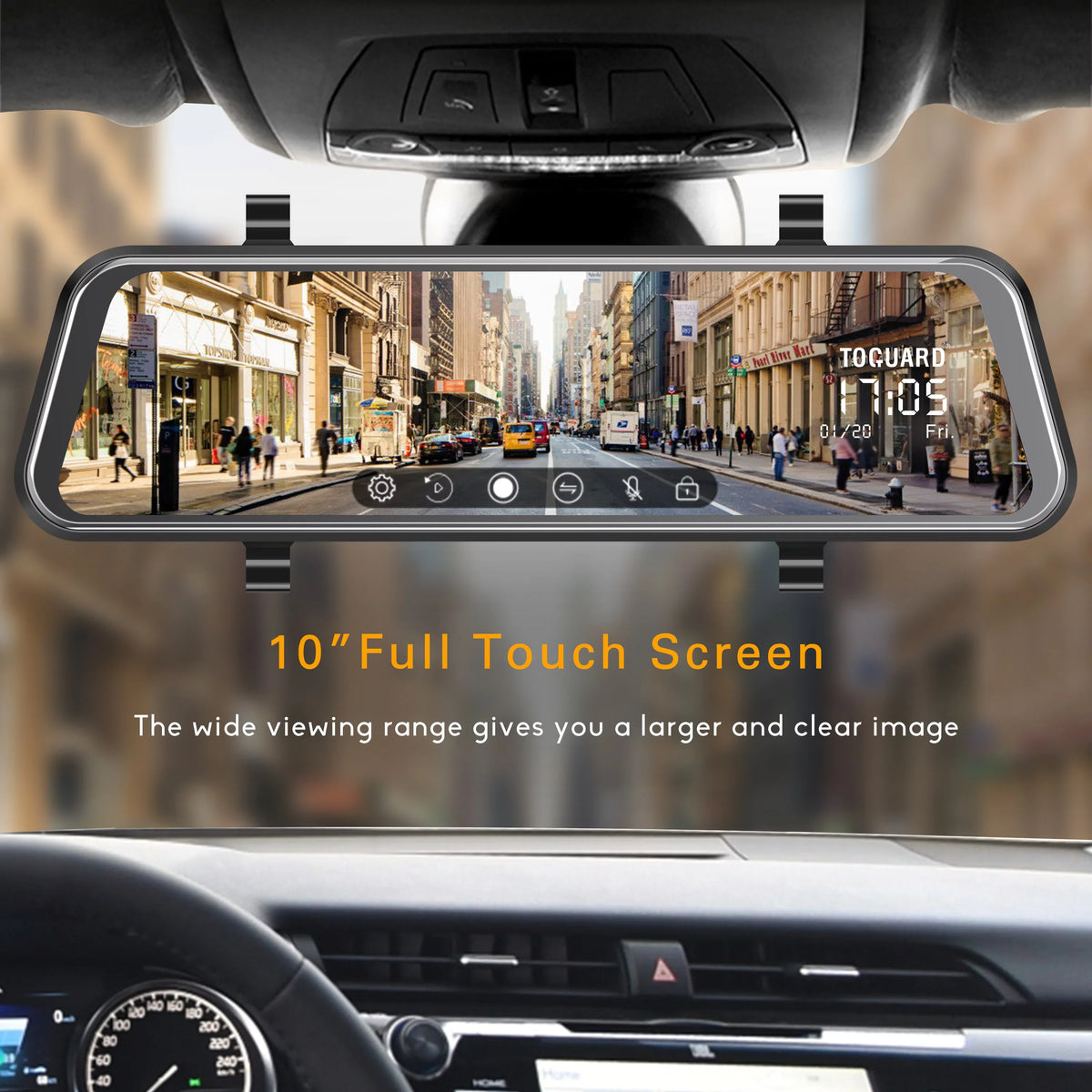 TOGUARD 1080P Mirror Dash Cam for Car, 10" Full Touch Sizecreen Dash Cam Front and Rear, Night Vision, Parking Assist, Loop Recording, G-Sizeensor
