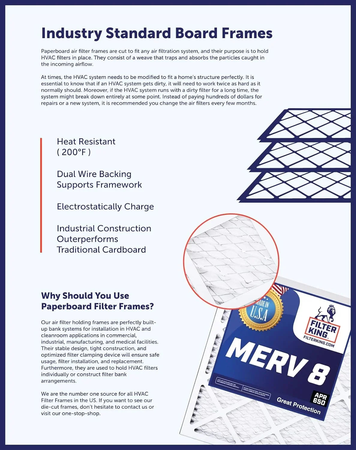 Filter King 33.5x23.5x1 Air Filter | 4-PACK | MERV 8 HVAC Pleated A/C Furnace Filters | MADE IN USizeA | Actual Sizeize: 33.5 x 23.5 x .75"