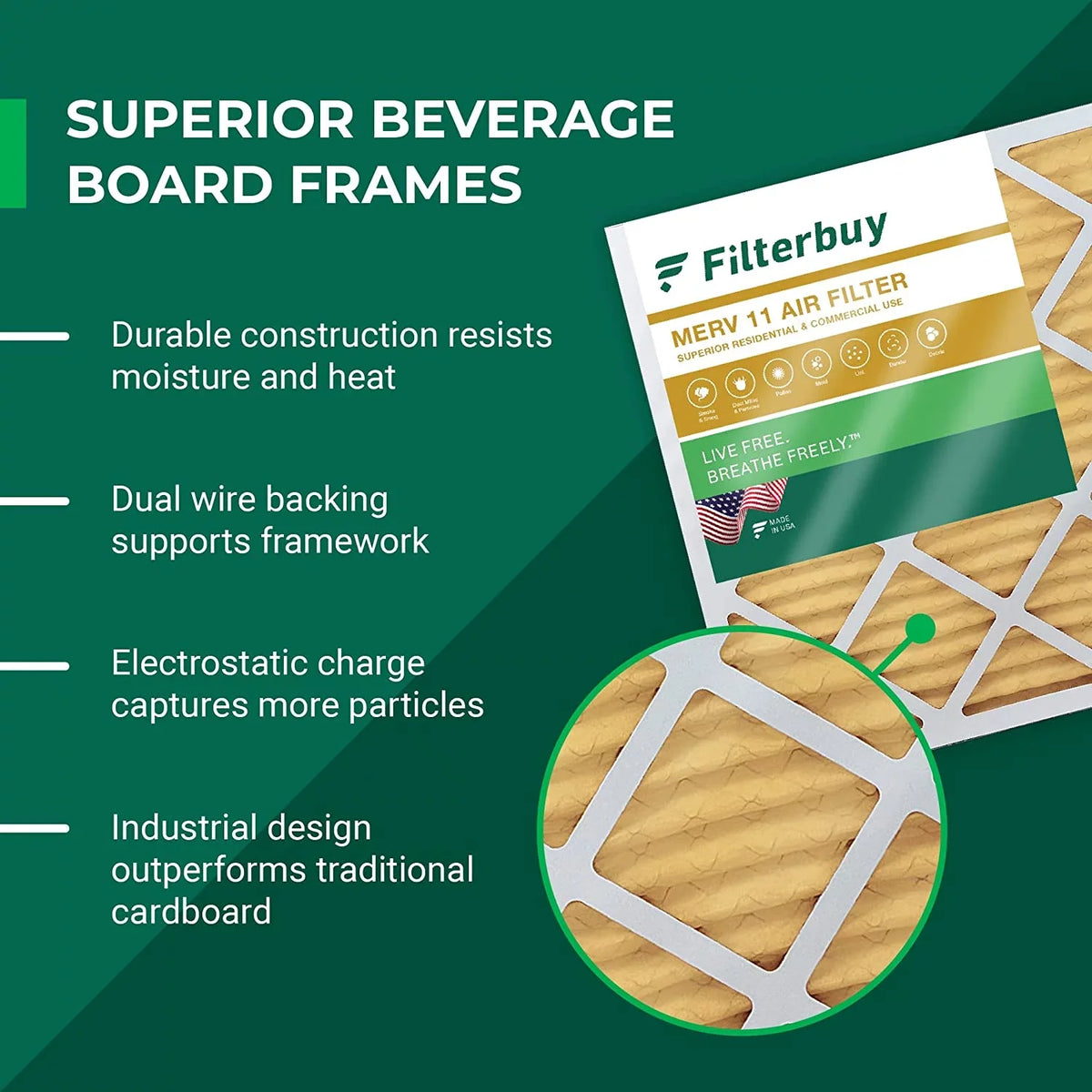 Filterbuy 24x24x4 MERV 11 Pleated HVAC AC Furnace Air Filters (3-Pack)