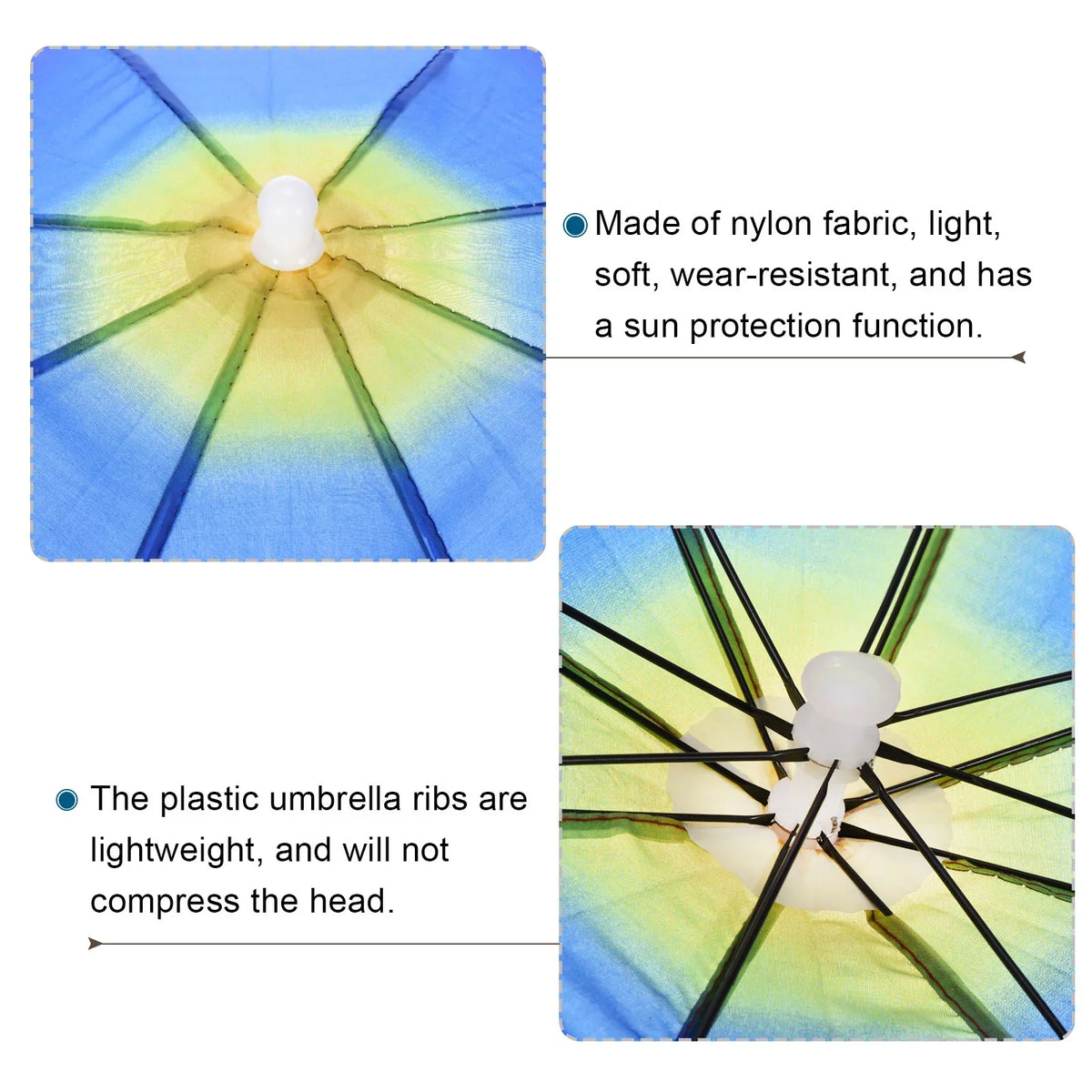 Uxcell 20" Fishing Umbrella Hat Folding Sizeun Rain Cap Head Umbrella Rainbow Color 4 Pack