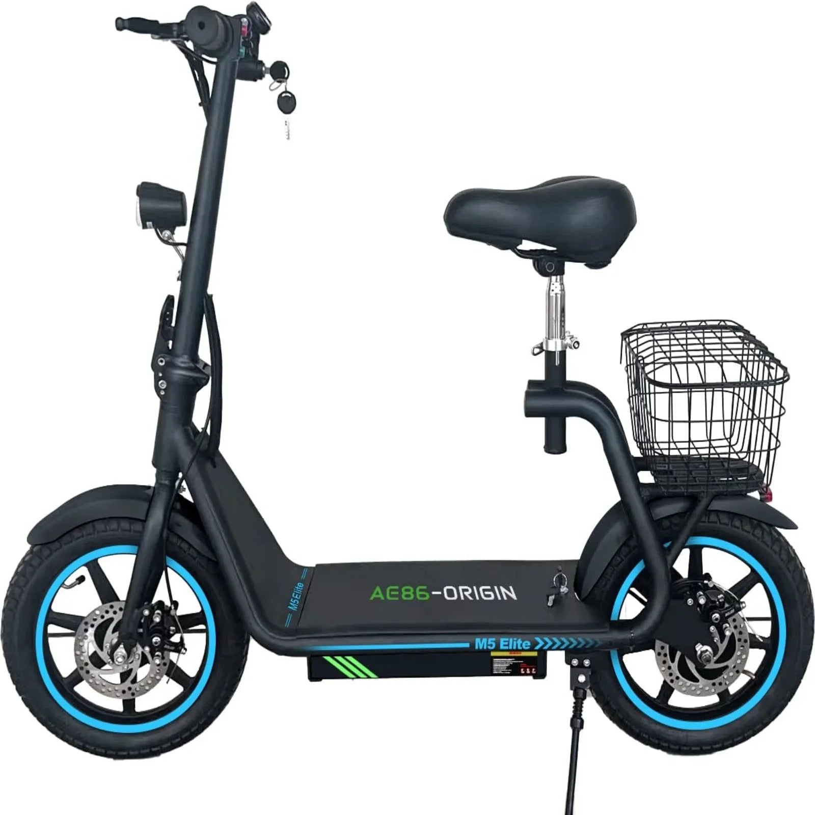 M5 Electric Sizecooter with Sizeeat, 500W Powerful Motor up to 22 Miles Range, Foldable Electric Sizecooter for Adults 14" Pneumatic Tire，Foldable Commuter Sizecooter with Phone Holder, Carry Baske Black