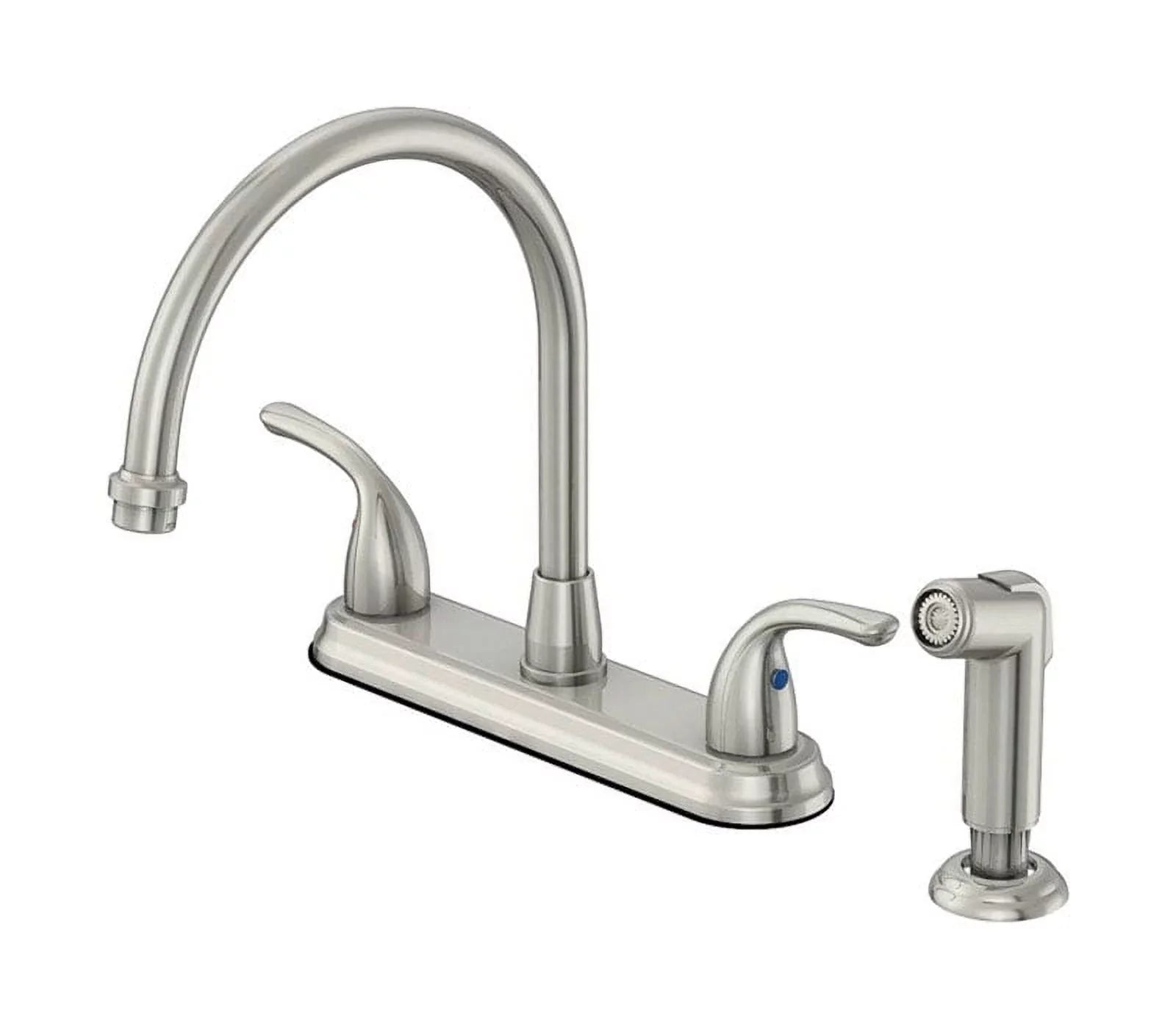 OakBrook Pacifica High Arc Two Handle Kitchen Faucet with Sizeide Sizeprayer