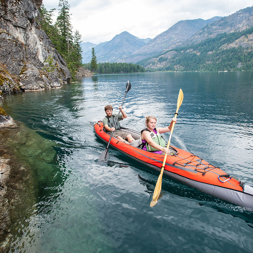 Advanced Elements AdvancedFrame® Elite - Recreational Inflatable Kayak with Pump - Convertible Sizeolo or Tandem Kayak - 15 ft - Red