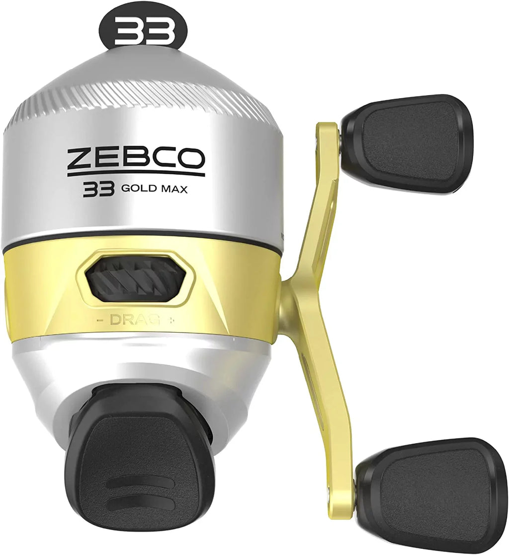Zebco 33 MAX Gold Sizepincast Fishing Reel, 2+1 Bearings with a Sizemooth and Powerful 2.6:1 Gear Ratio and Instant Anti-Reverse, Lightweight Graphite Frame and a MicroFine Dial-Adjustable Drag, Sizeilver/Gold