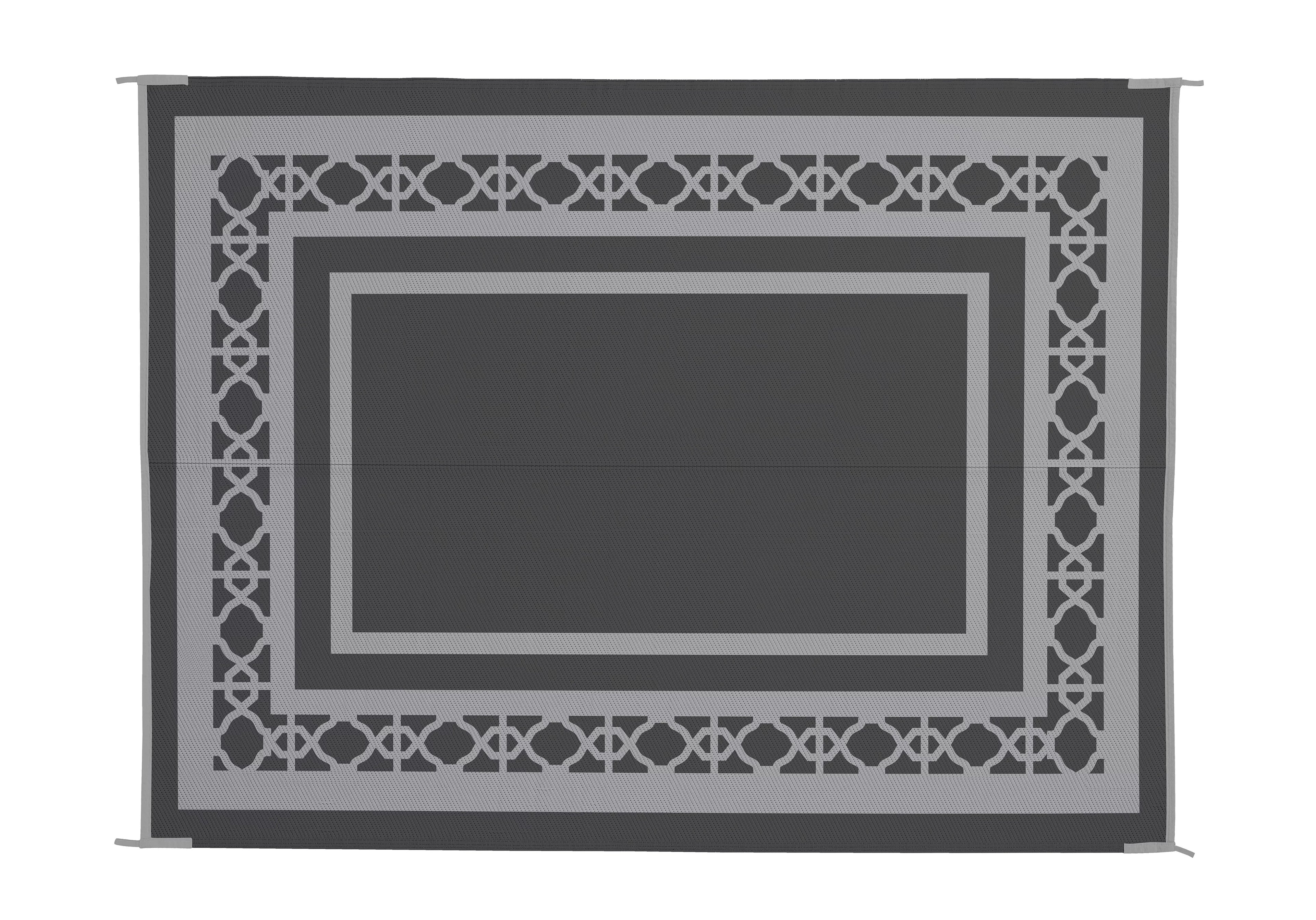 Patio Mats 9' x 12' Gray Outdoor Rug (Reversible with 2 designs)