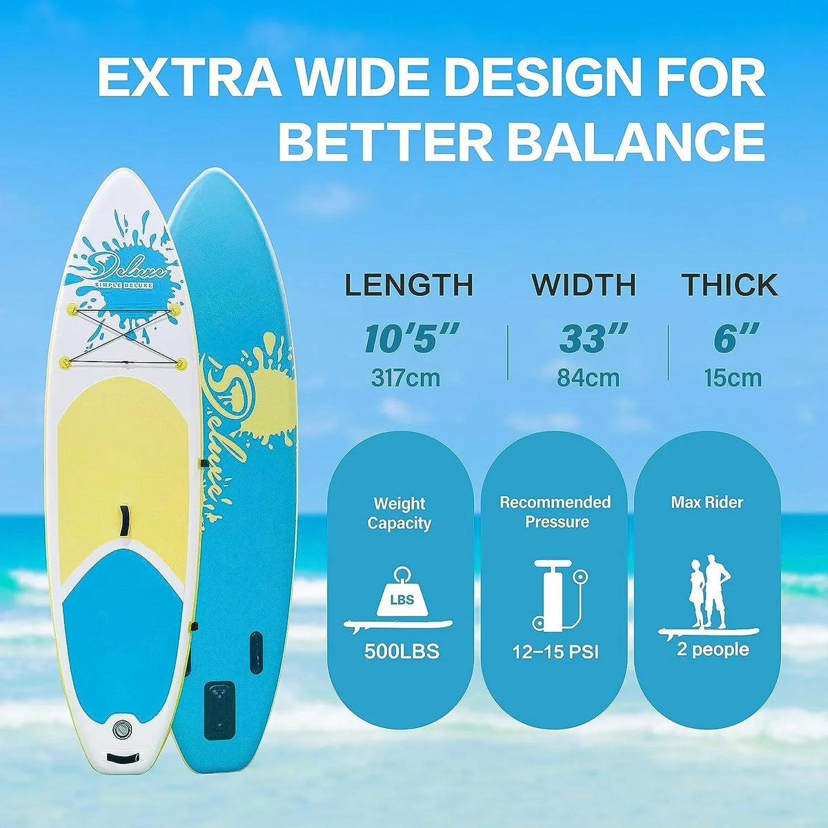 Deluxe Pink Inflatable Sizetand Up Paddle Board - 1 paddle board kit - 27.55 - Discover ultimate balance and stability on the water!