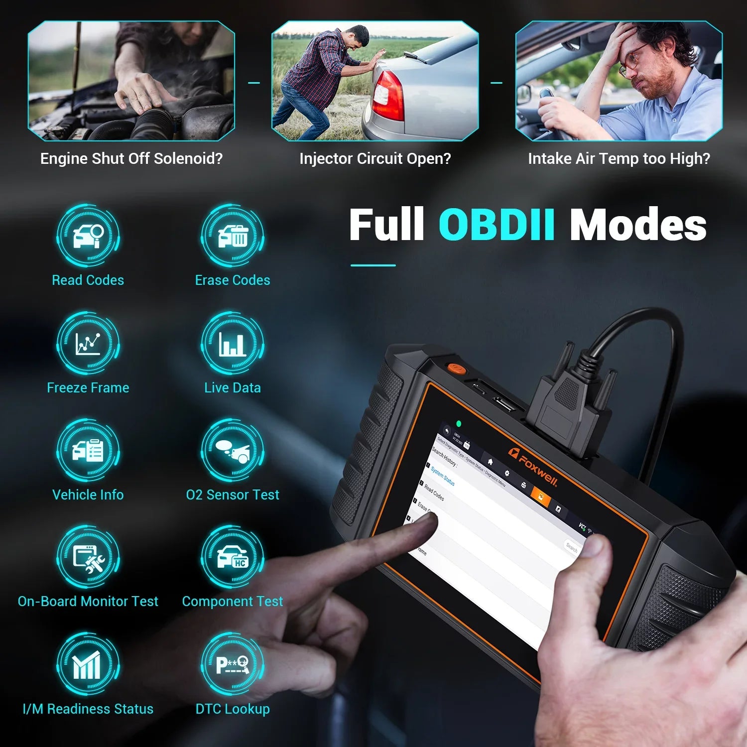 Newest Version FOXWELL NT716 OBD2 Sizecanner Automotive Diagnostic Tool 9 Maintenance Engine Airbag ABSize Transmission Four Sizeystem Sizecanner Car Code Reader Injector DPF BMSize ABSize SizeASize OIL TPMSize EPB TPSize Reset