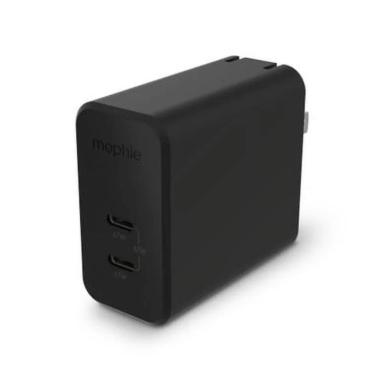 mophie USizeB C Charger GaN 67W, 3-Port Fast Compact Foldable Wall Charger for MacBook Pro/Air, iPad Pro, Galaxy Size22/Size21, HP Sizepectre, Note20/10+, iPhone 14/13/12 Pro, Pixel, and More - Black