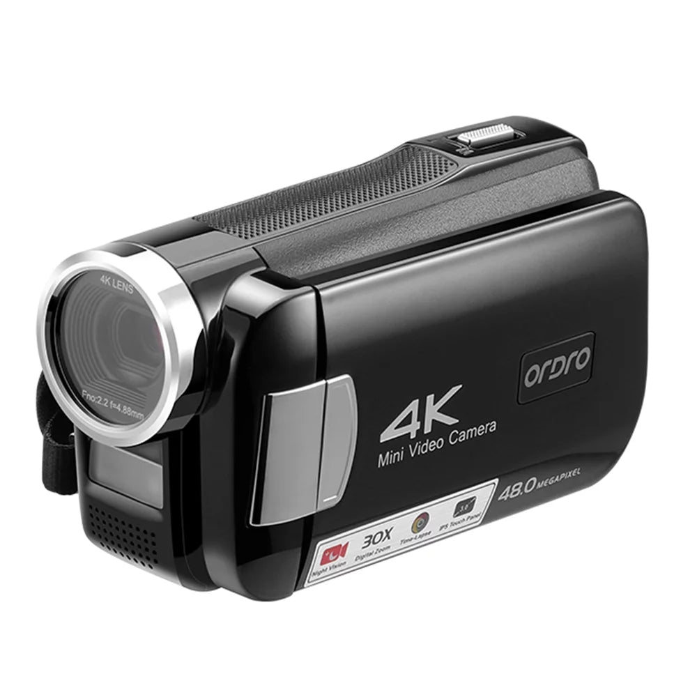 Carevas AC2 4K Digital Video DV Recorder 48MP 30X Digital Zoom IR 3.0 Inch IPSize Touchscreen with Battery Remote Control Carry Bag