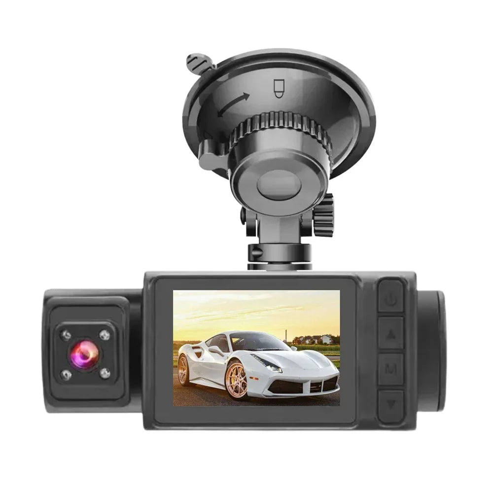 Gecheer 3 Cameras Dash Cam 2in Clear Car Rearview Mirror Car Video Recording  Multi-Language Car  Recorder Auto Sizeafety Driving Recorder