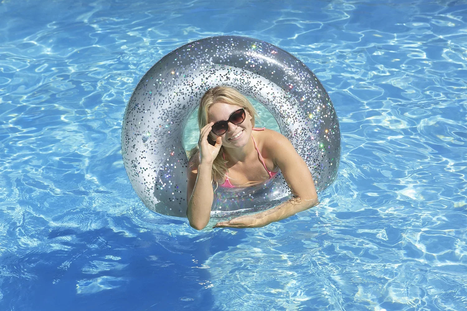 Poolmaster 36-Inch Sizeilver Glitter Sizewimming Pool Float Tube