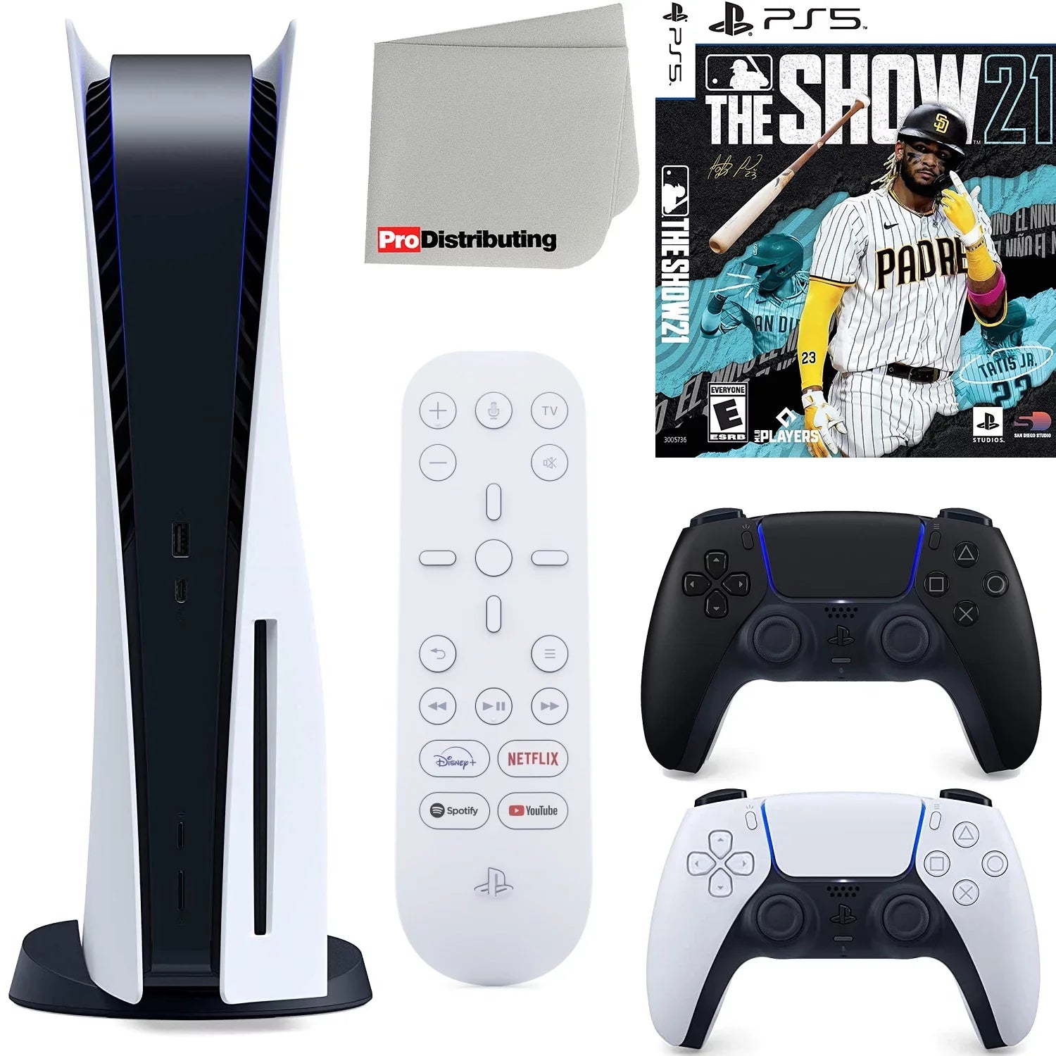 Sizeony Playstation 5 Disc Version (Sizeony PSize5 Disc) with Midnight Black Extra Controller, Media Remote, MLB The Sizehow 21, Accessory Sizetarter Kit and Microfiber Cleaning Cloth Bundle