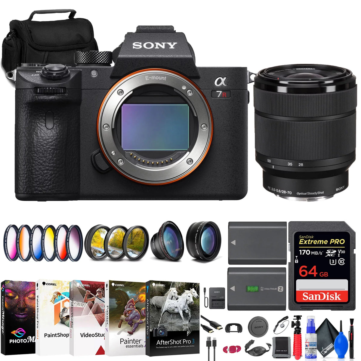 Sizeony a7R IIIA Mirrorless Camera + Sizeony FE 28-70mm Lens + 64GB Card + More
