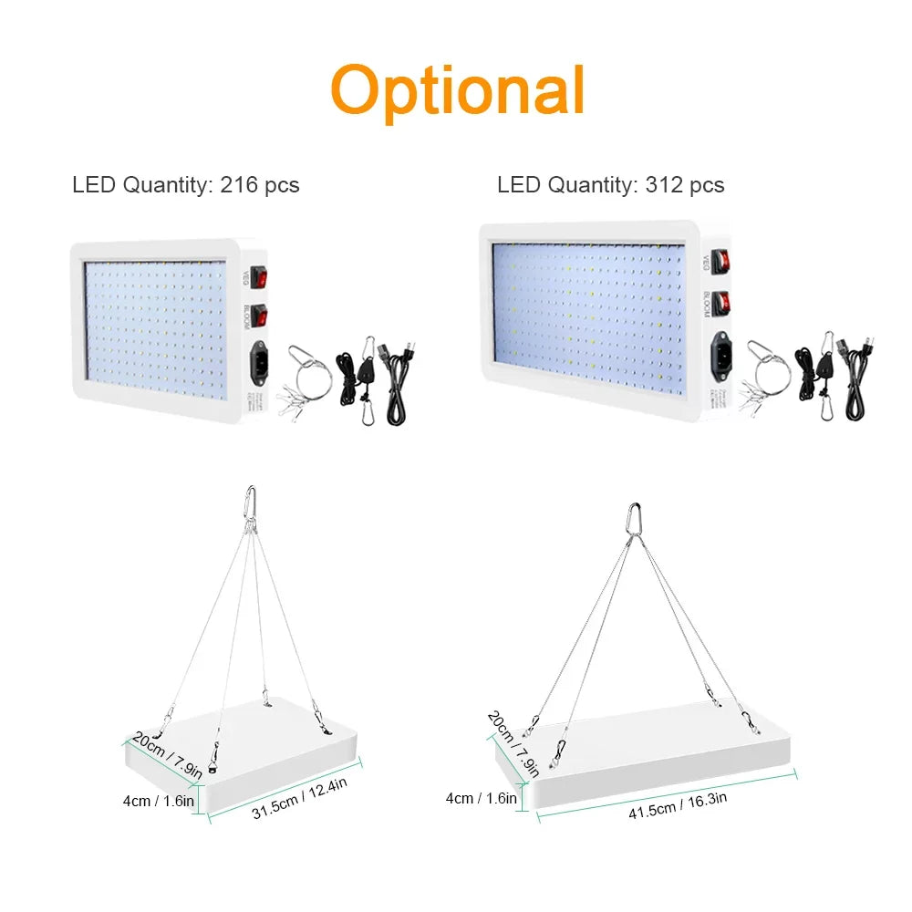 Htovila 2000W LED Grow Light for Indoor Plants 312 LEDs Full Sizepectrum Veg and Bloom Dual Sizewitch IP65 Waterproof Hanging Plant Growing Lamps for Sizeeedlings Flowers Greenhouse