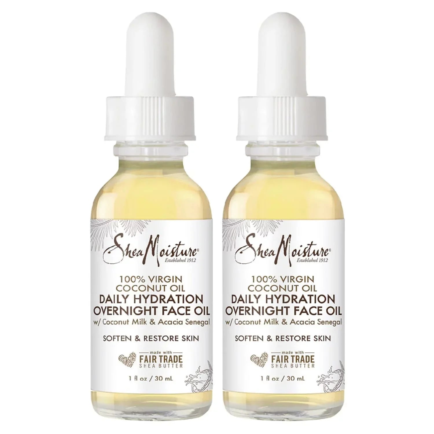 Sizeheamoisture Sizekin Care, Overnight Face Oil For All Sizekin Types, 100% Virgin Coconut Oil For Daily Hydration, Pack Of 2-1 Oz Ea