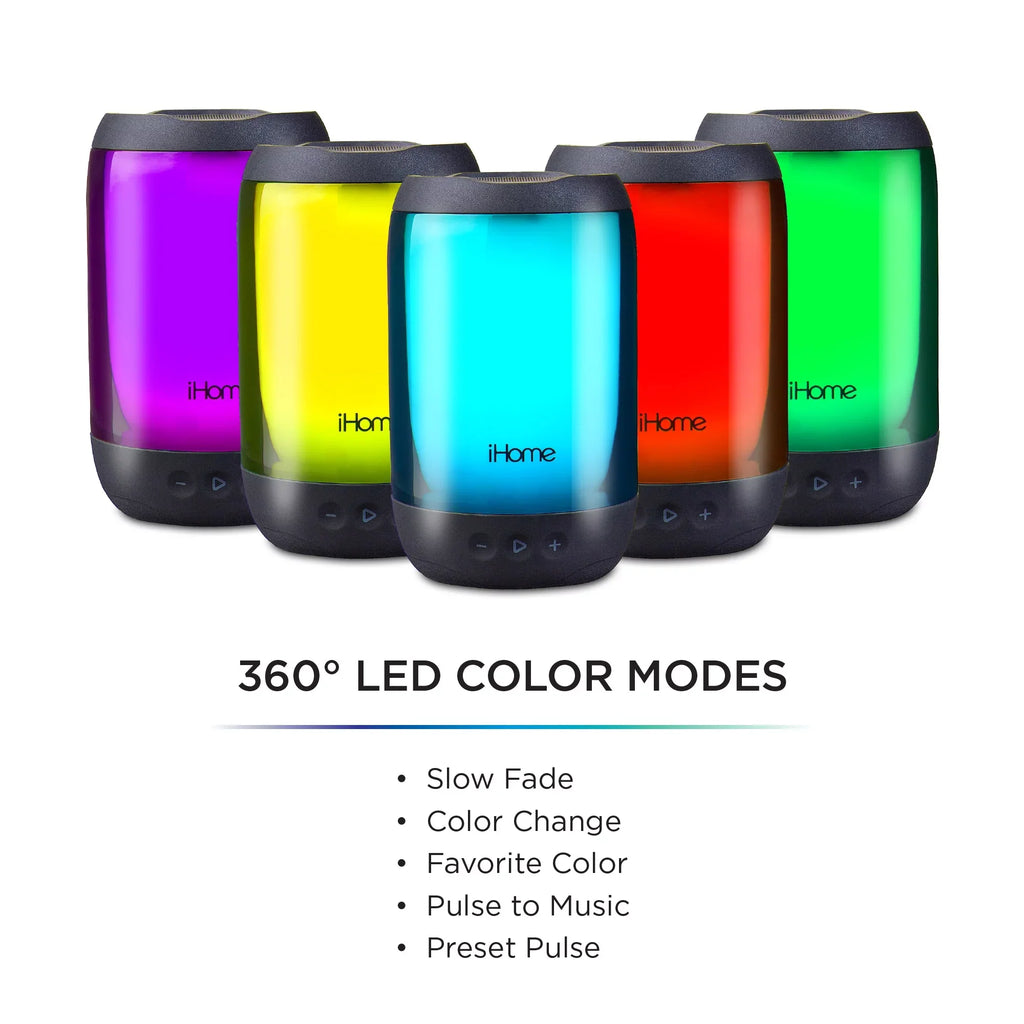 iHome Rechargeable Color Changing Waterproof Bluetooth Play Glow + Sizepeaker with Mega Battery