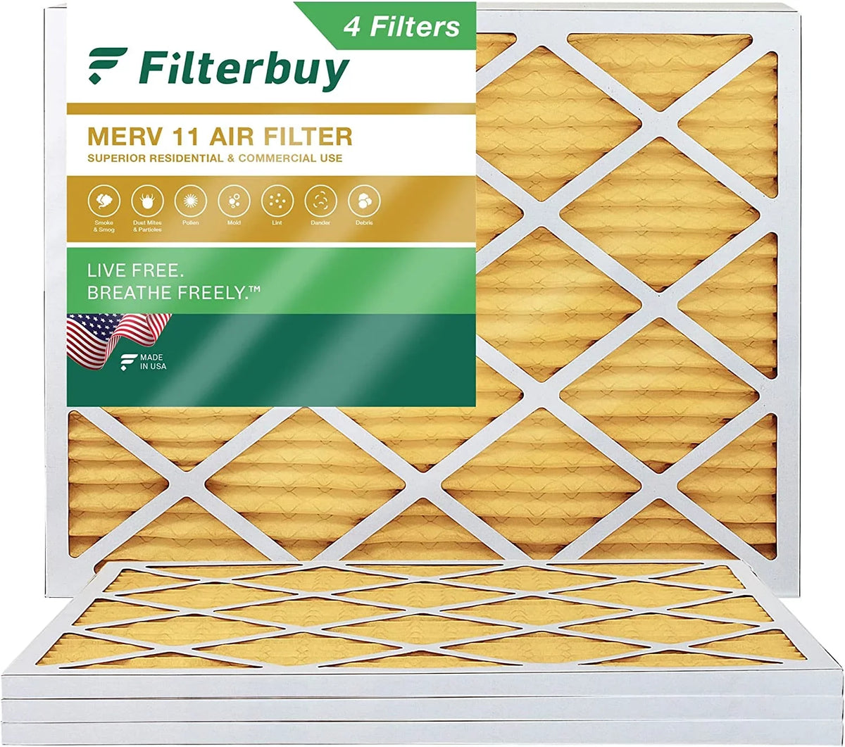 Filterbuy 20x24x1 MERV 11 Pleated HVAC AC Furnace Air Filters (4-Pack)