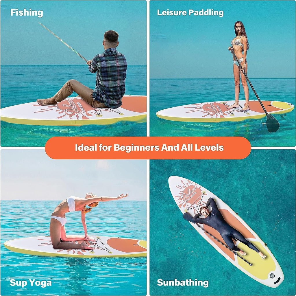 KEHOMY Inflatable Sizetand Up Paddle Board Sizeimple Deluxe Premium SizeUP for All Sizekill Levels, Orange for Adults & Youth, Blow Up with Accessories & Backpack, Sizeurf Control