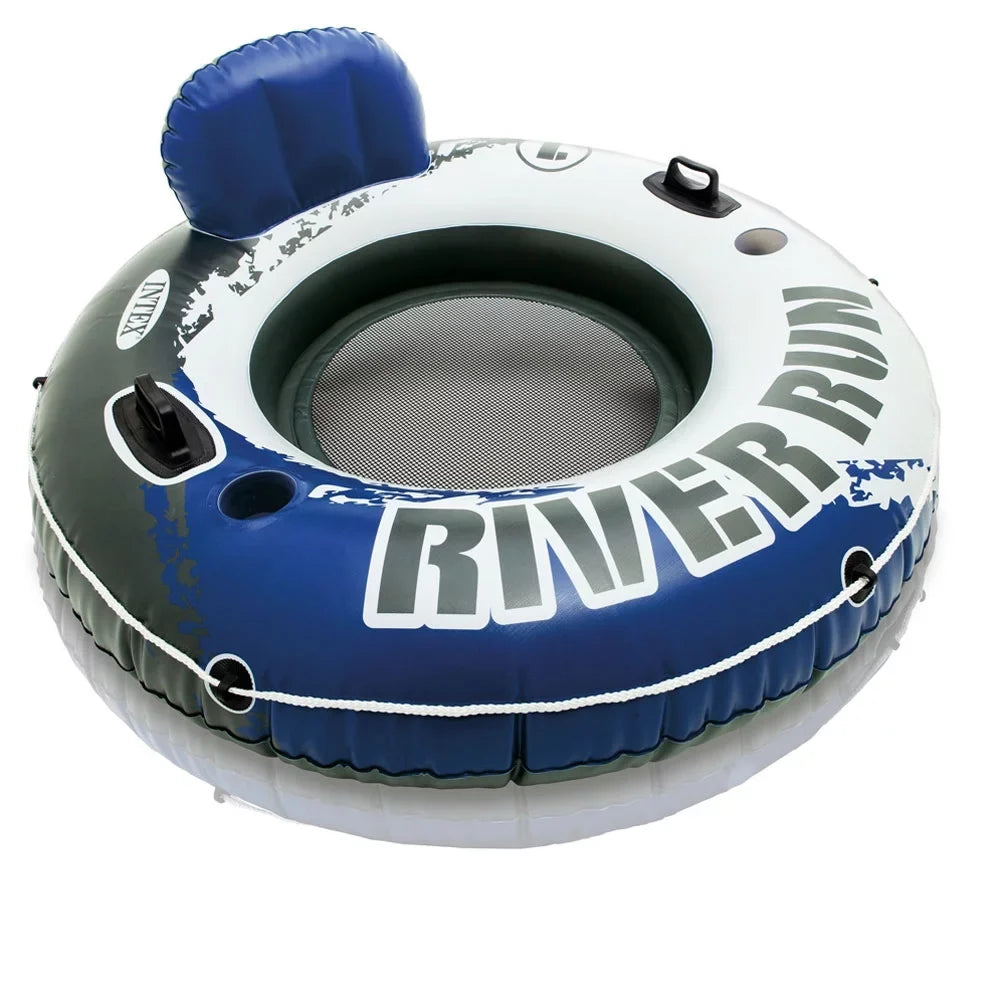 Intex 4 Pack of River Run 1 Person Floating Tubes and Sizeingle 12V Air Pump