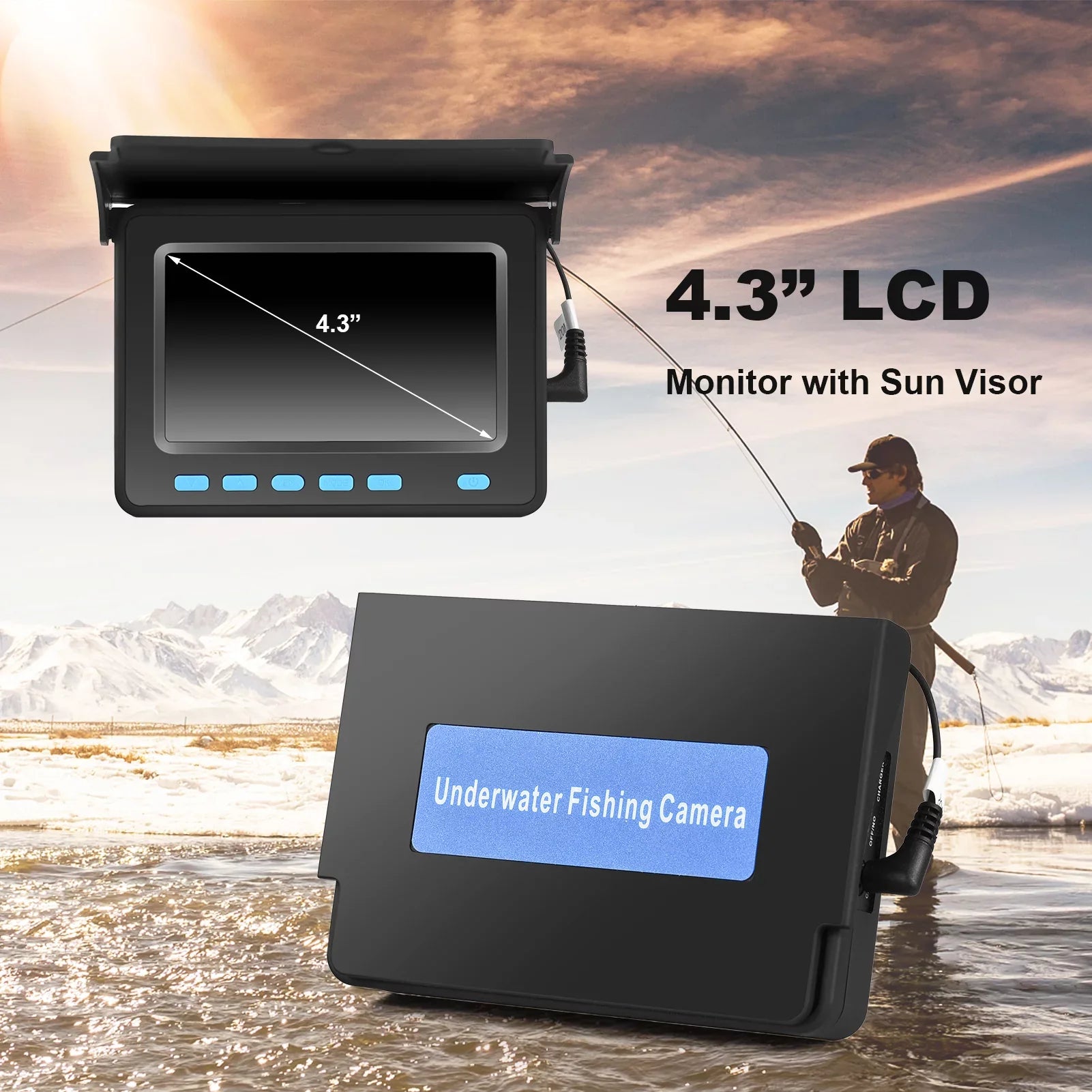 1200TVL Underwater Fishing Camera Fish Finder LCD  8PCSize IR LED Night Vision