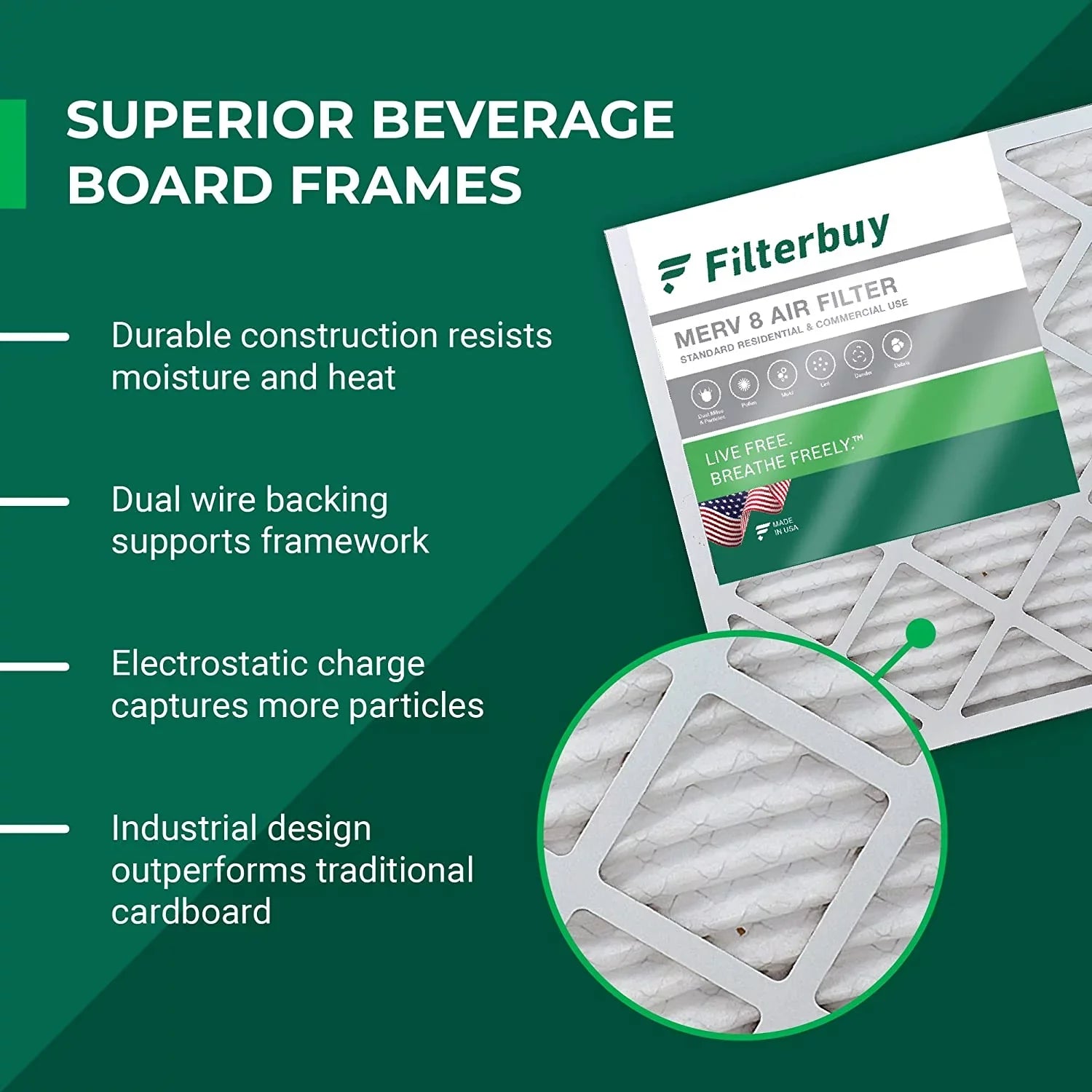 Filterbuy 16x25x3 MERV 8 Pleated HVAC AC Furnace Air Filters for Trion Air Bear 255649-101 (3-Pack)