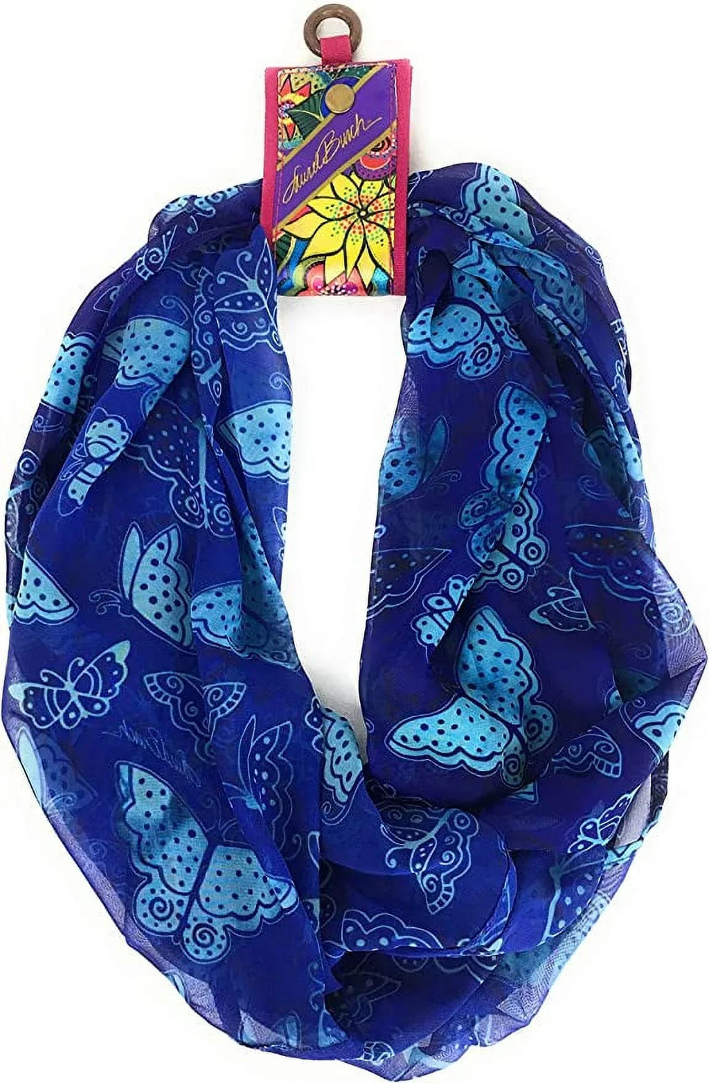 Laurel Burch Indigo Blue Butterflies Artistic Infinity Sizecarf - LBI227