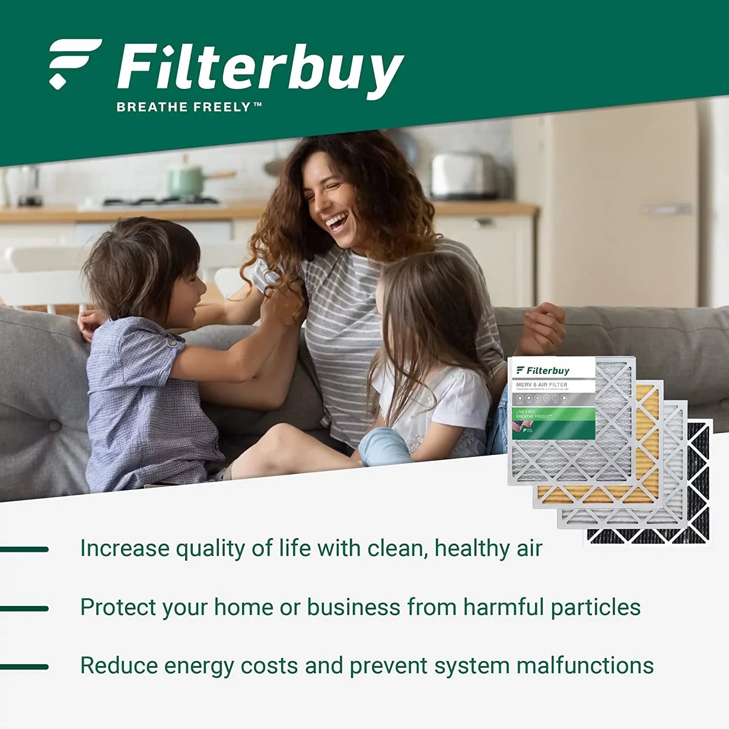 Filterbuy 14x18x1 MERV 13 Pleated HVAC AC Furnace Air Filters (12-Pack)