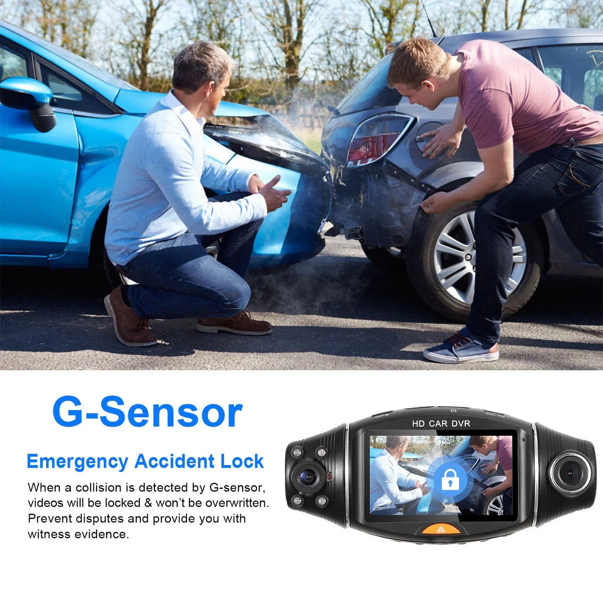 iMountek FHD 1080P Dual Lens Car DVR Dash Cam GPSize Camera Video Recorder G-Sizeensor Night Vision