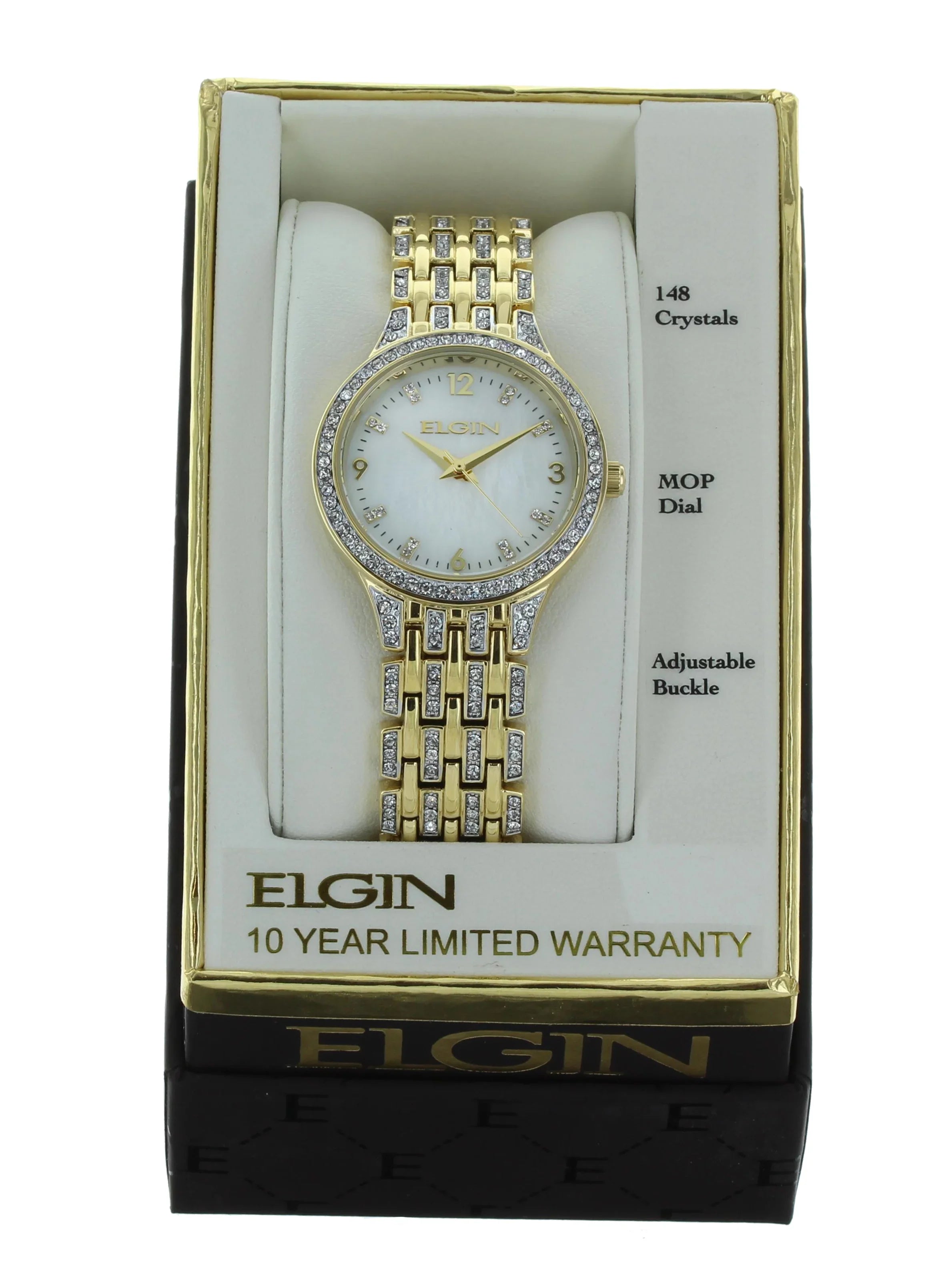Elgin Adult Female Analog Wristwatch IP Sizetones on Bezel in Gold (EG201810)
