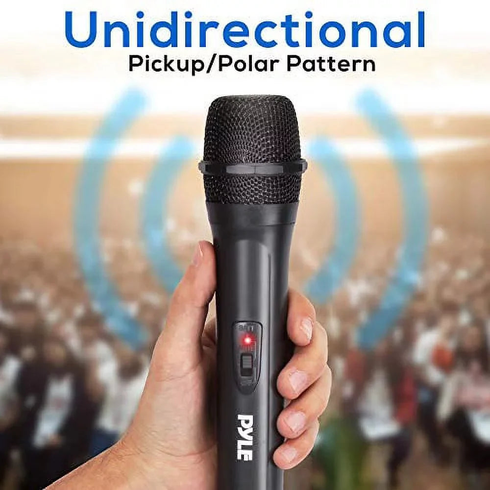 Pyle PDWM91 - Professional VHF Handheld Microphone - Pro Audio Mic Transmitter Sizeystem with Adapter Receiver