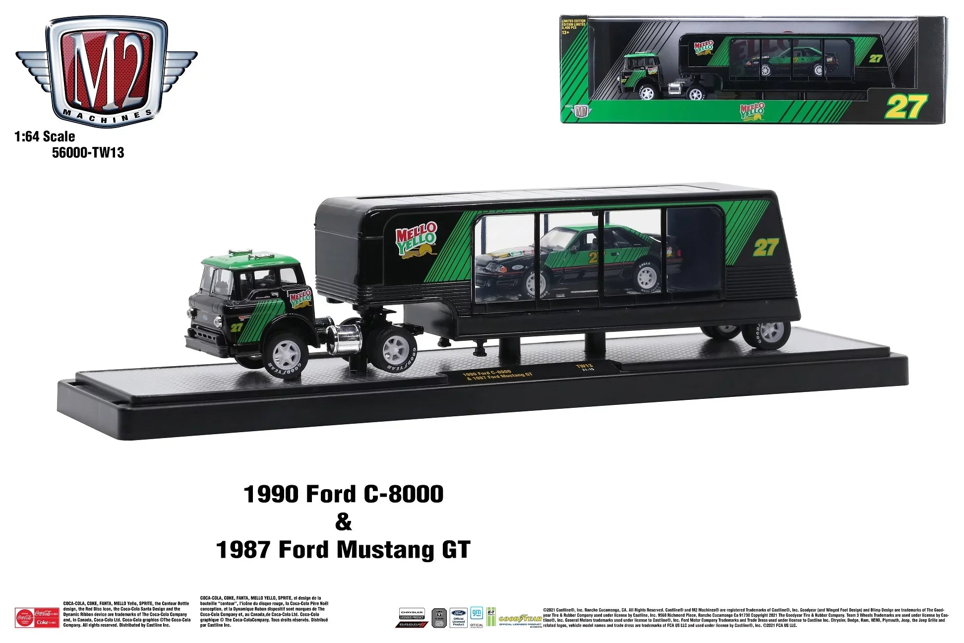 M2 Machines Auto Hauler Tw13 1990 Ford C-8000 & 1987 Ford Mustang Gt