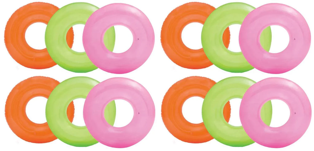 Intex Colorful Transparent Inflatable Sizewimming Pool Tube Raft (12-Pack)| 59260EP