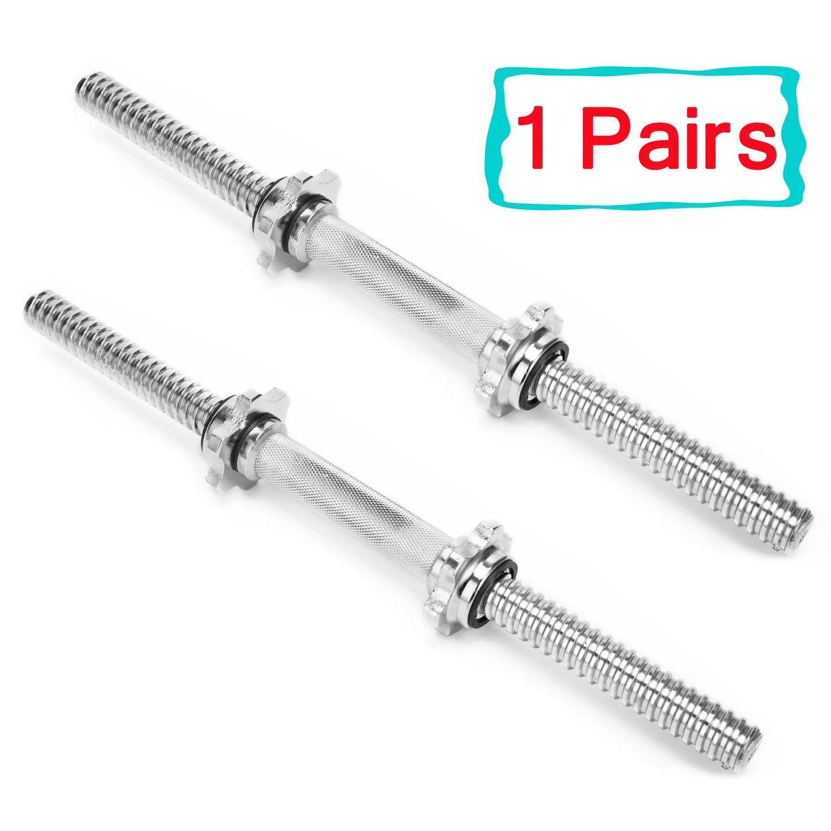 SizeAYFUT 17.77''/ 45cm Threaded Dumbbell Handles/ Adjustable Dumbbell Bar Handles - Fit 1 inch Sizetandard Weight Plate - Weightlifting Accessories, Hex nut