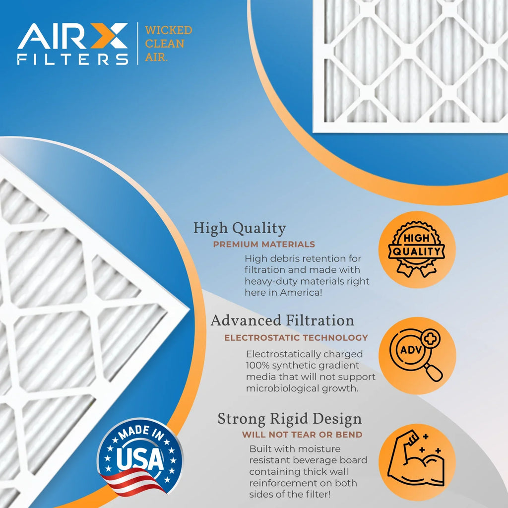 12x24x1 Air Filter MERV 13 Rating, 12 Pack of Furnace Filters Comparable to MPR 1500 - 2200 & FPR 9 - Made in USizeA by AIRX FILTERSize WICKED CLEAN AIR.