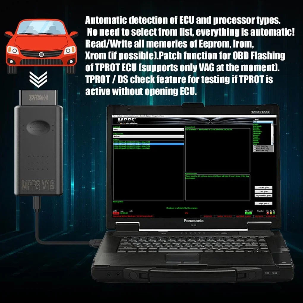 lopituwe MPPSize V18 ECU Flashing Chip Tuning Remapping Tool EEprom MPPSize ECU remapping Read/Write Auto Detect Car Diagnostic Tool