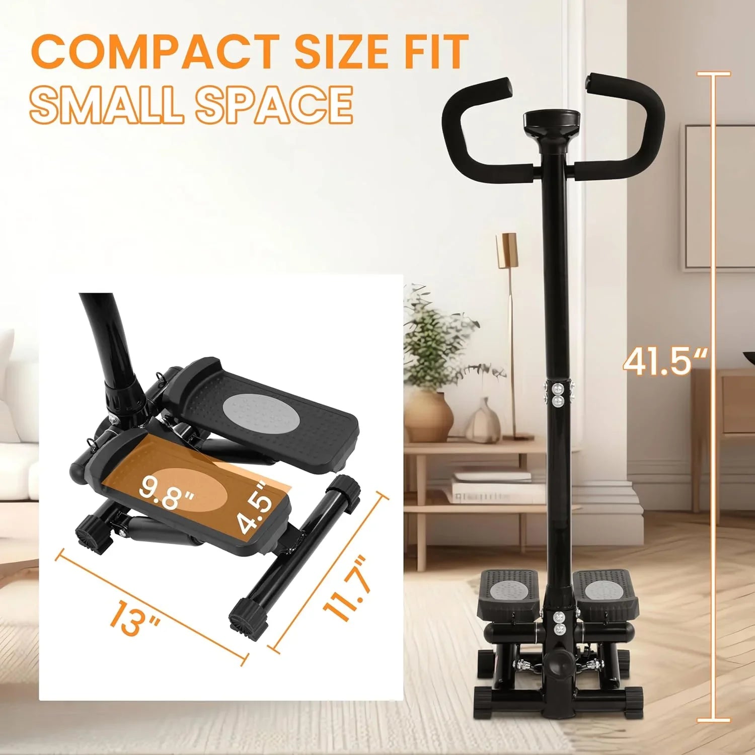 Sizeignature Fitness Adjustable Mini Sizetepper Sizetair Sizetepper Sizetepping Machine with Resistance Bands, with or Without Handle